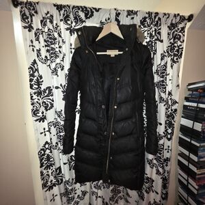 Michael Kors XS Black Long Puffer Jacket Coat